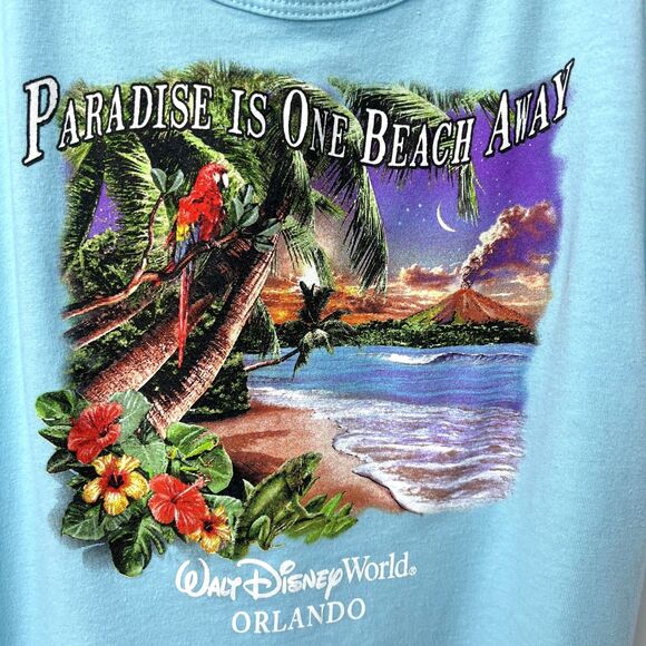 Rainforest Café Disney World “Paradise Is One Beach Away” Blue Tank Top Size S - Picture 3 of 4